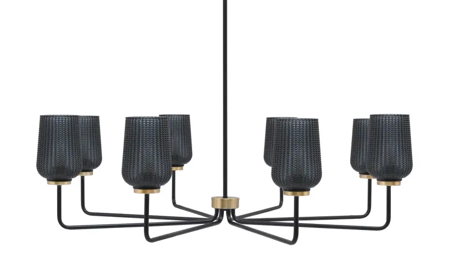 Sandia 8 Light Chandelier in Matte Black & New Age Brass with Smoke Glass - Image 1