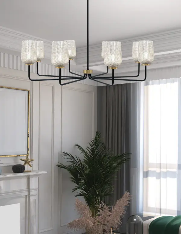Sandia 8-Light Chandelier with Silver Textured Glass - Image 3