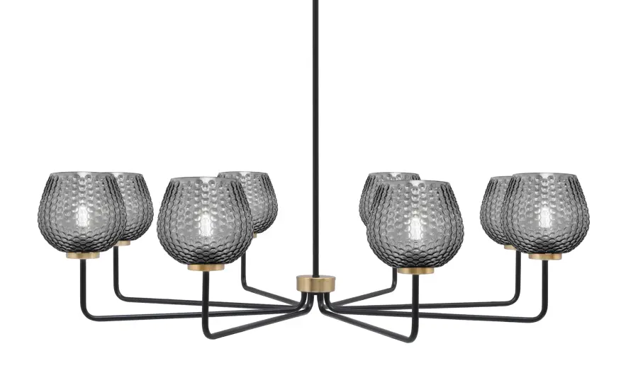 Bold Linear Chandelier with Striking Two-Tone Finish & Textured Glass - Image 1
