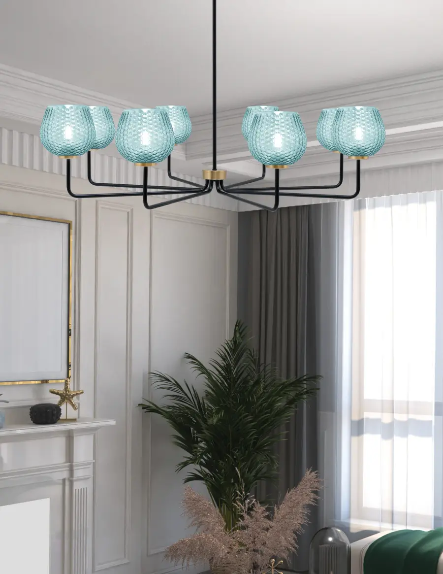 Sandia 8-Light Chandelier with Turquoise Glass - Image 3
