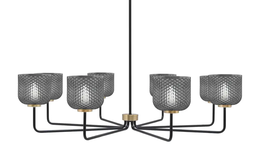 Bold Two-Tone Linear Chandelier with Dramatic Smoke Glass Shades - Image 1