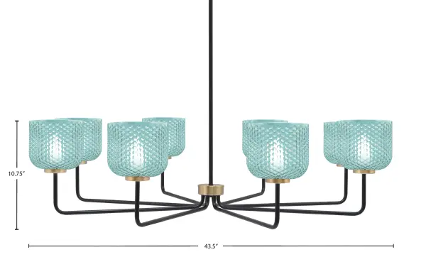 Sandia 8 Light Chandelier with Turquoise Glass - Image 2