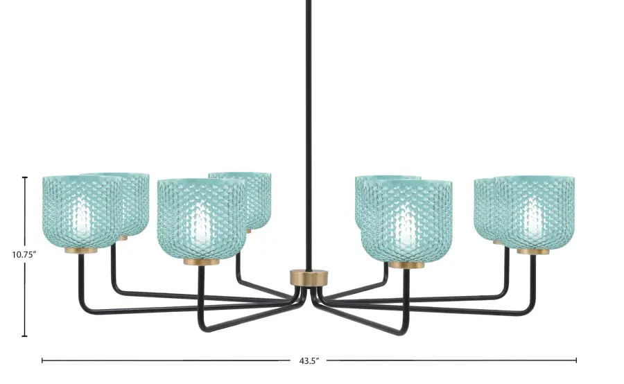 Sandia 8 Light Chandelier with Turquoise Glass - Image 2
