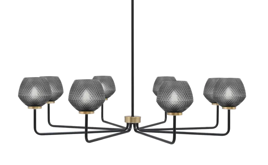 Bold Two-Tone Chandelier with Dramatic Smoke Glass Shades - Image 1