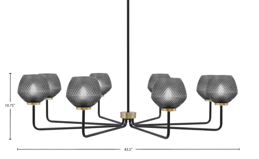 Bold Two-Tone Chandelier with Dramatic Smoke Glass Shades - Image 2
