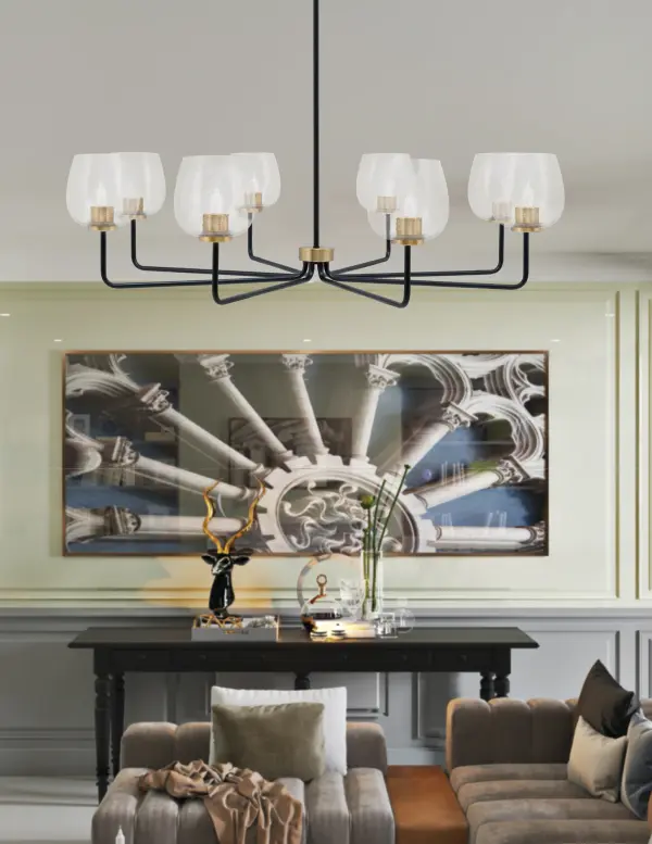 Sandia 8-Light Chandelier with Clear Bubble Glass - Image 3