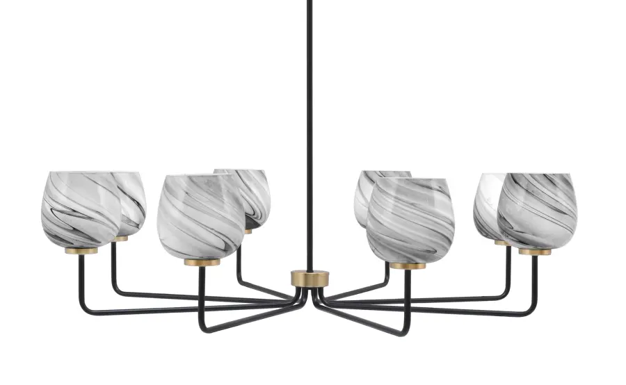 Sandia 8 Light Chandelier with Onyx Swirl Glass - Image 1