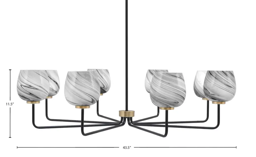 Sandia 8 Light Chandelier with Onyx Swirl Glass - Image 2