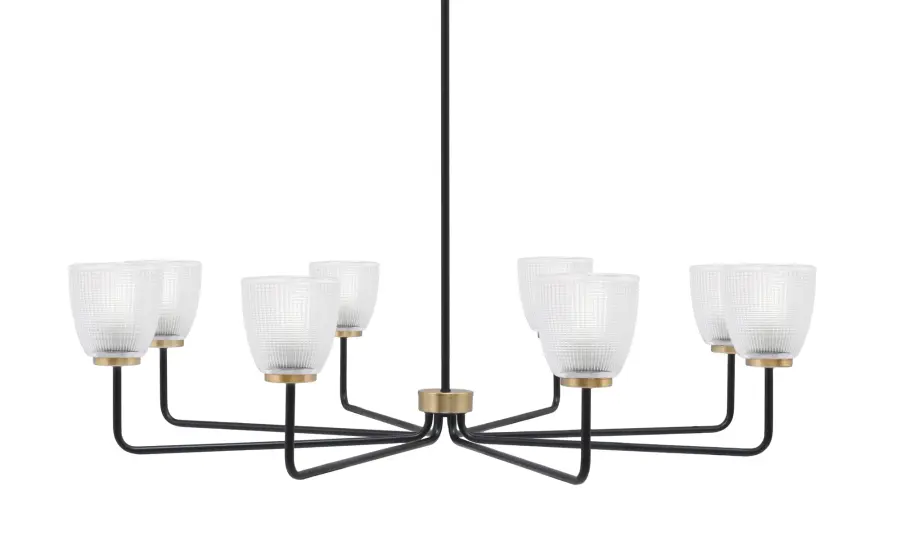 Bold Two-Tone Chandelier with Industrial Elegance and Ribbed Glass Detail - Image 1