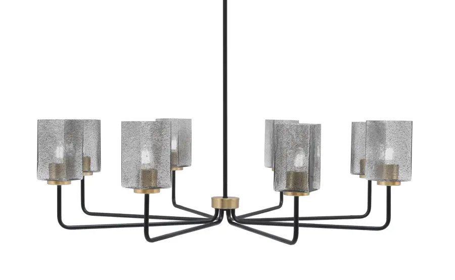 Bold Linear Chandelier with Mixed Metal Finish and Dramatic Glass Shades - Image 1