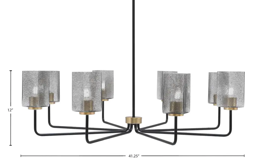 Bold Linear Chandelier with Mixed Metal Finish and Dramatic Glass Shades - Image 2