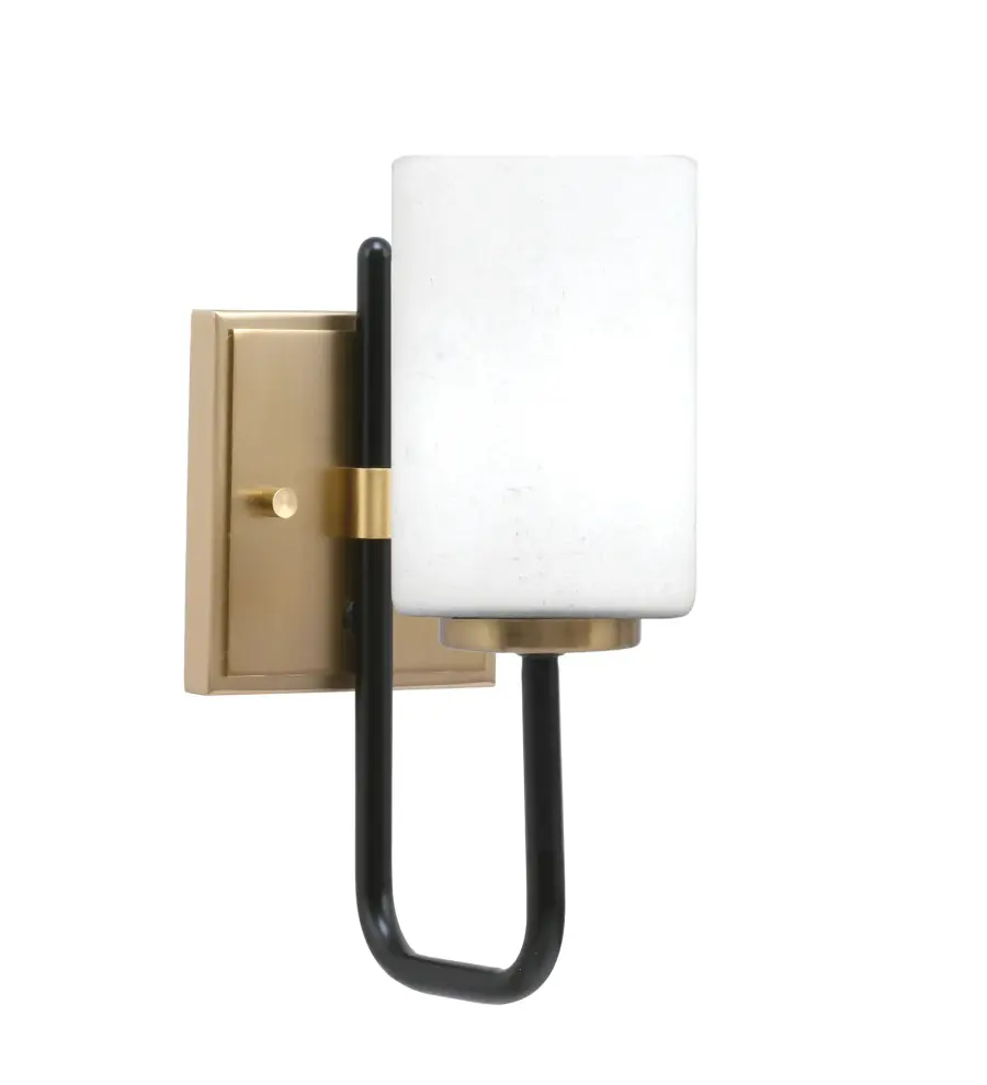 Sandia Wall Sconce - Matte Black & New Age Brass with White Muslin Glass - Image 1