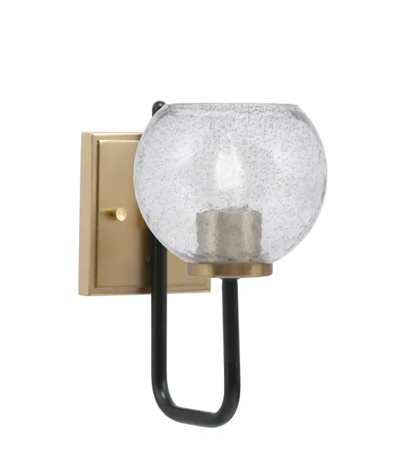 Sandia Wall Sconce - Matte Black & New Age Brass with Smoke Bubble Glass - Image 1