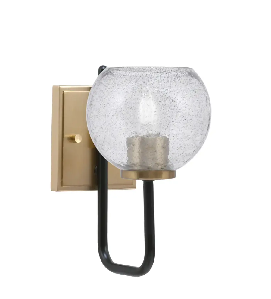 Sandia Wall Sconce - Matte Black & New Age Brass with Smoke Bubble Glass - Image 1