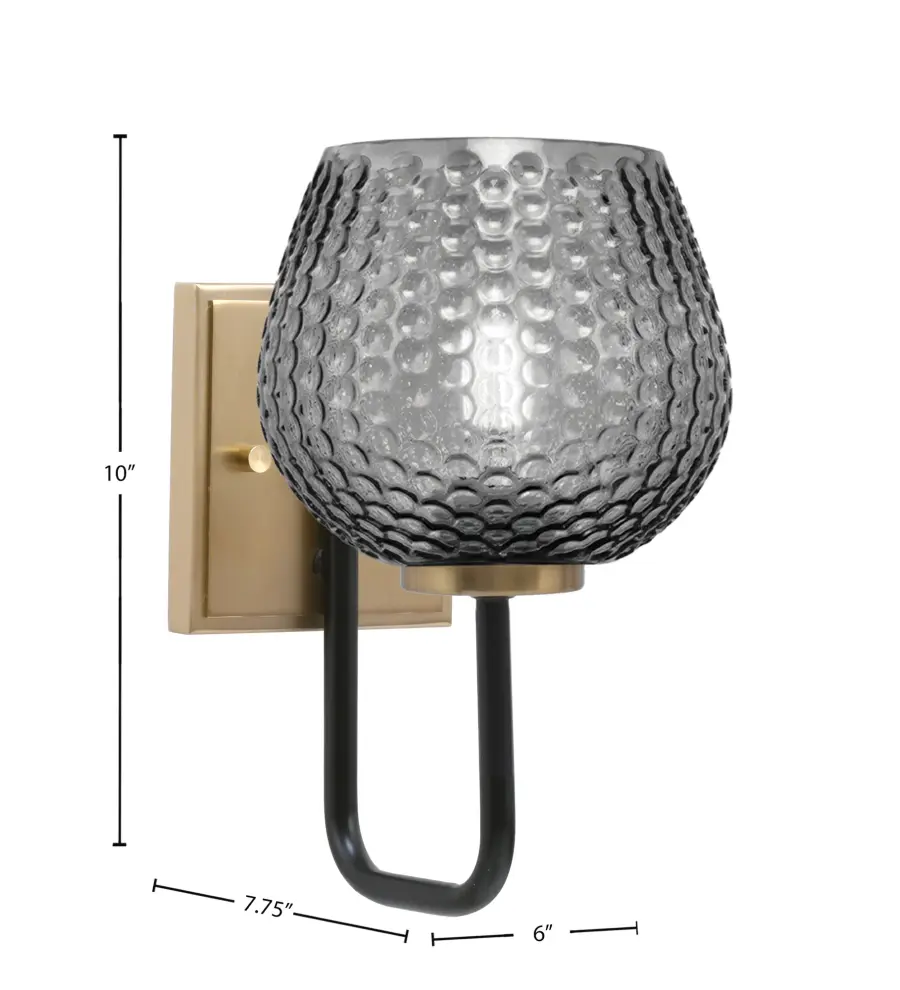 Sandia Wall Sconce - Matte Black & New Age Brass with Smoke Glass - Image 2
