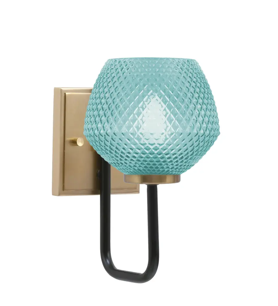 Sandia Wall Sconce with Turquoise Textured Glass - Image 1