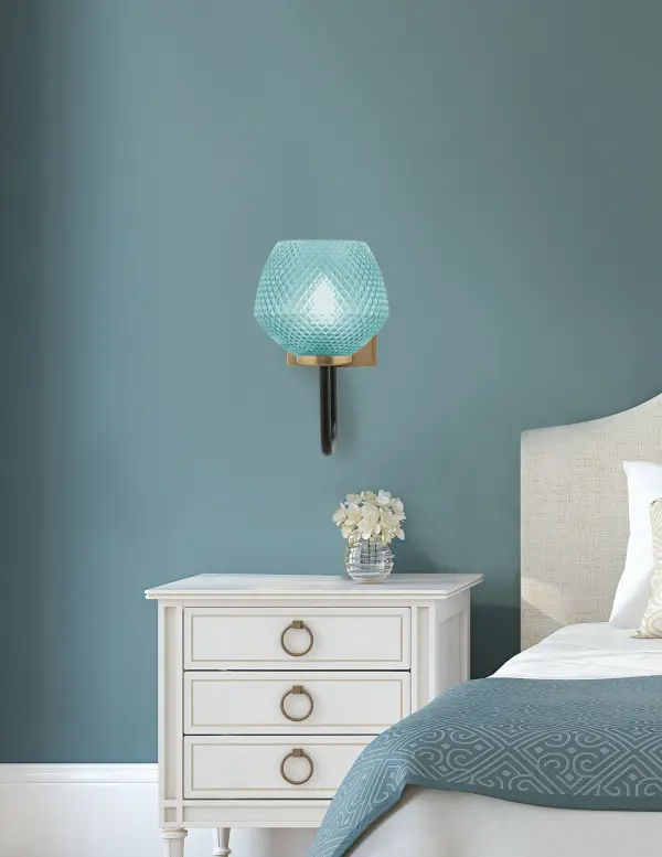 Sandia Wall Sconce with Turquoise Textured Glass - Image 3