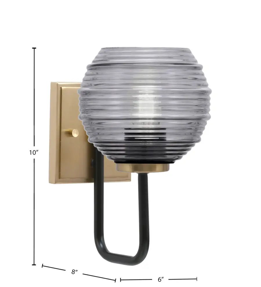 Sandia Wall Sconce with Smoke Ribbed Glass - Image 2