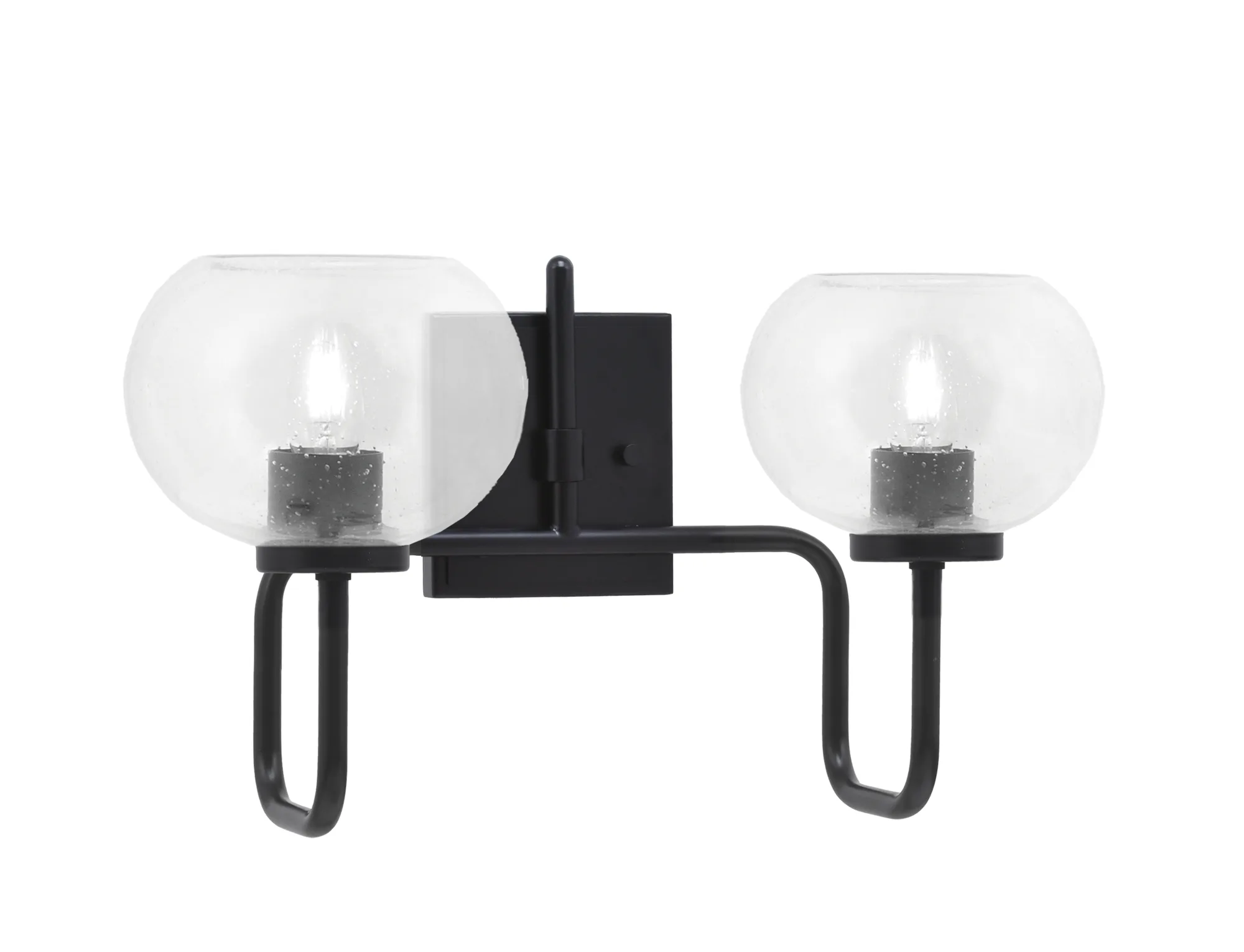 Sandia 2 Light Bath Bar in Matte Black with Clear Bubble Glass