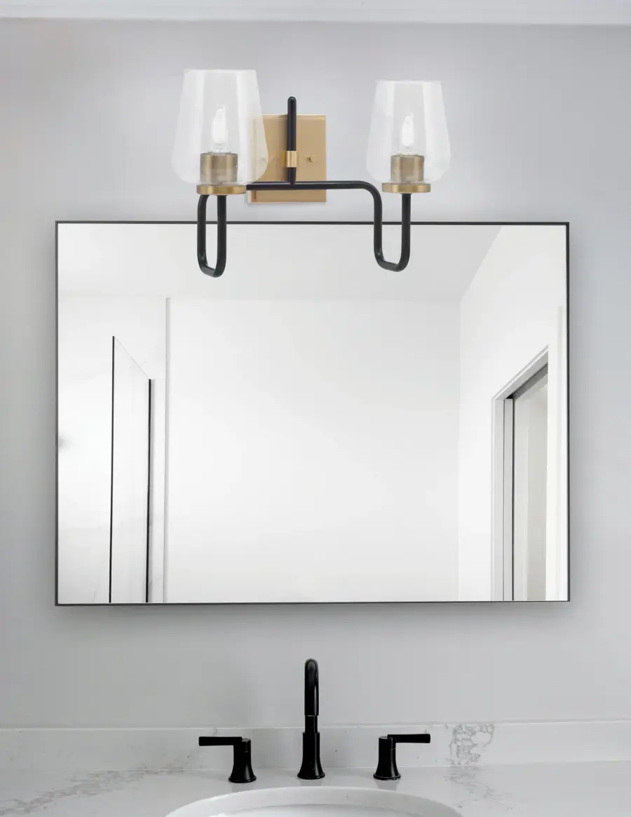 Modern Two-Tone Bath Bar with Distinctive Bubble Glass Shades - Image 3