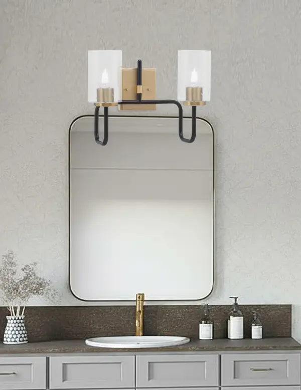 Sandia 2 Light Bath Bar with Clear Bubble Glass - Image 3