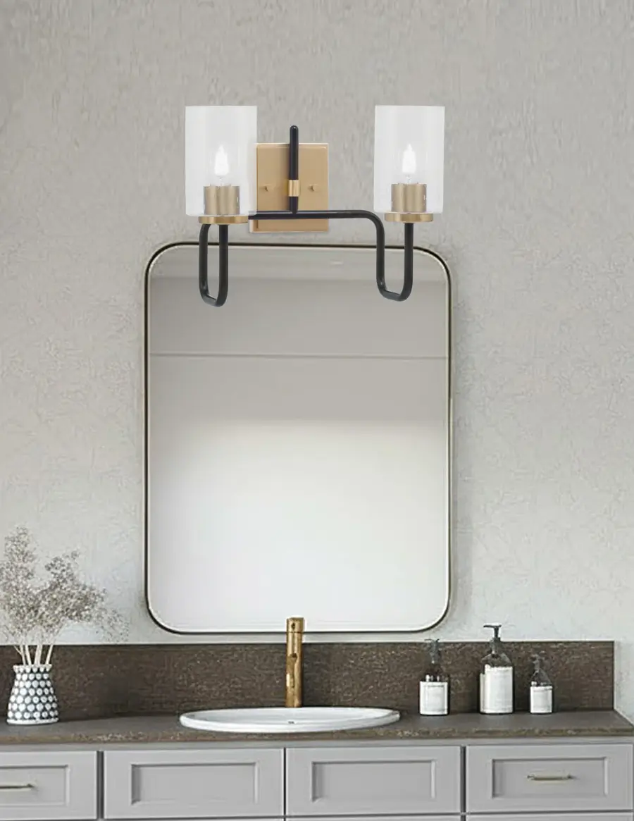 Sandia 2 Light Bath Bar with Clear Bubble Glass - Image 3