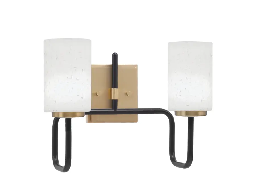 Sandia 2 Light Bath Bar in Matte Black & New Age Brass - Image 1
