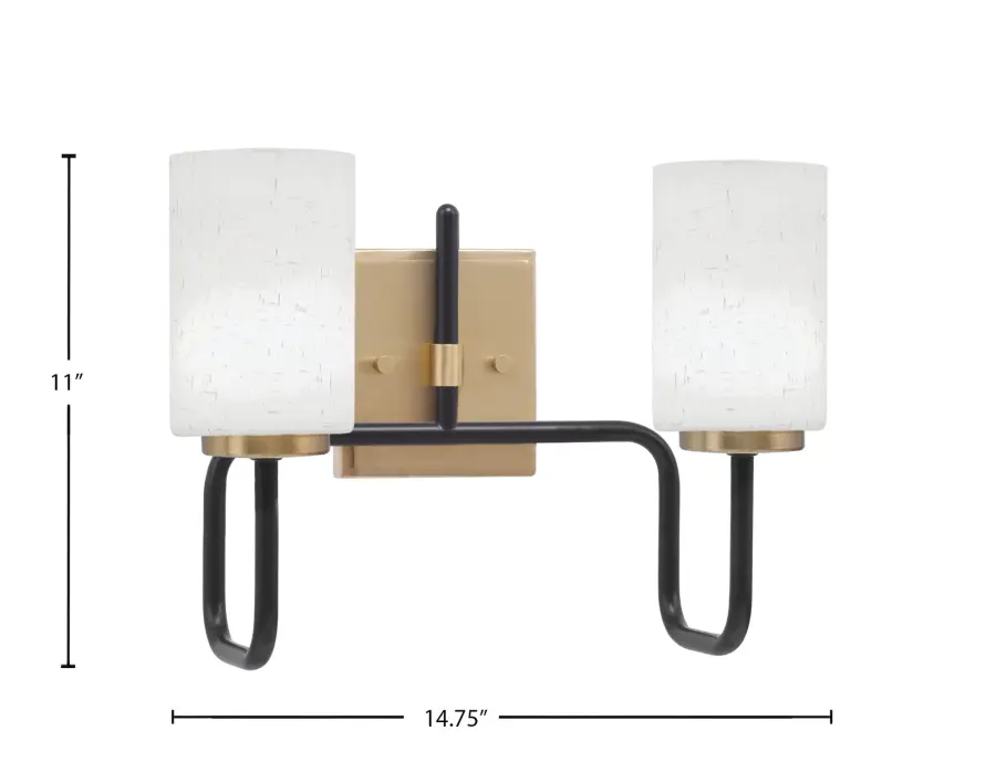 Sandia 2 Light Bath Bar in Matte Black & New Age Brass - Image 2