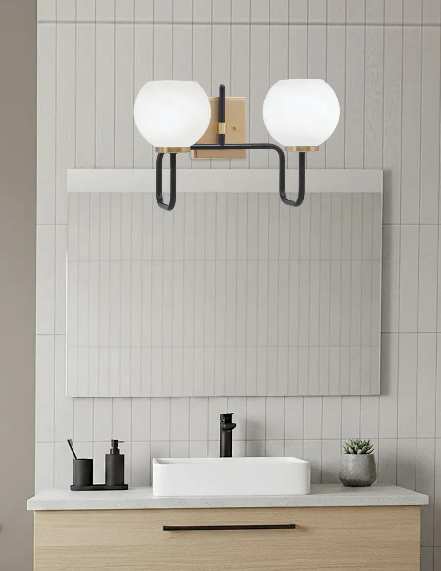 Elegant Two-Tone Bath Bar with Soft Marble Glass Diffusion - Image 3