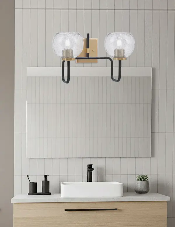 Modern Two-Tone Bath Bar with Textured Glass Shades - Image 3