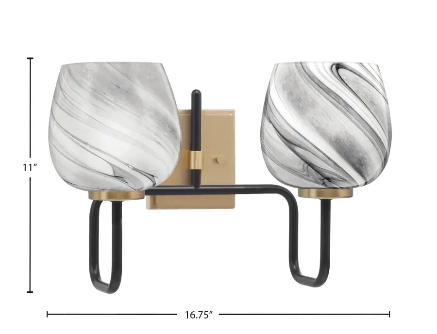 Sandia 2 Light Bath Bar with Onyx Swirl Glass - Image 2