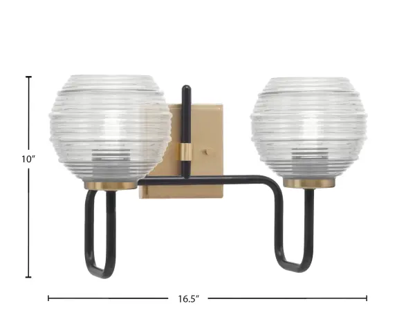 Sophisticated Two-Tone Bath Bar with Textured Glass Shades - Image 2