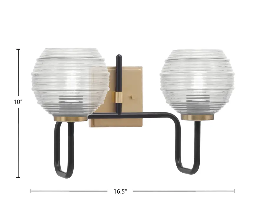 Sophisticated Two-Tone Bath Bar with Textured Glass Shades - Image 2
