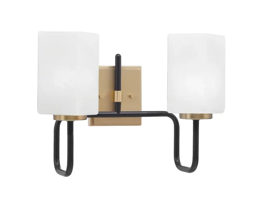 Elegant Two-Tone Bath Bar with Timeless Marble Glass Shades - Image 1