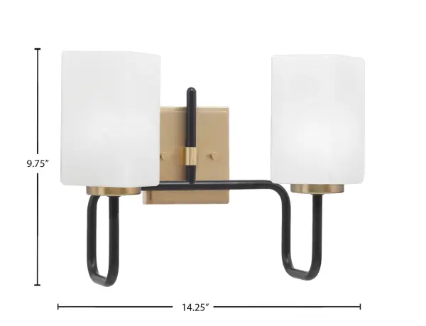 Elegant Two-Tone Bath Bar with Timeless Marble Glass Shades - Image 2