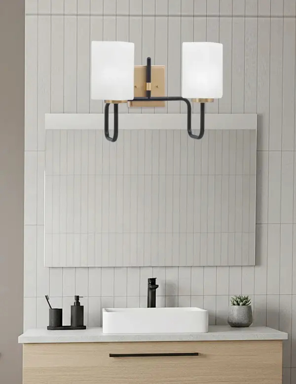 Elegant Two-Tone Bath Bar with Timeless Marble Glass Shades - Image 3