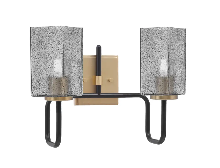 Bold Two-Tone Bath Bar with Textured Glass Creates Dramatic Lighting - Image 1