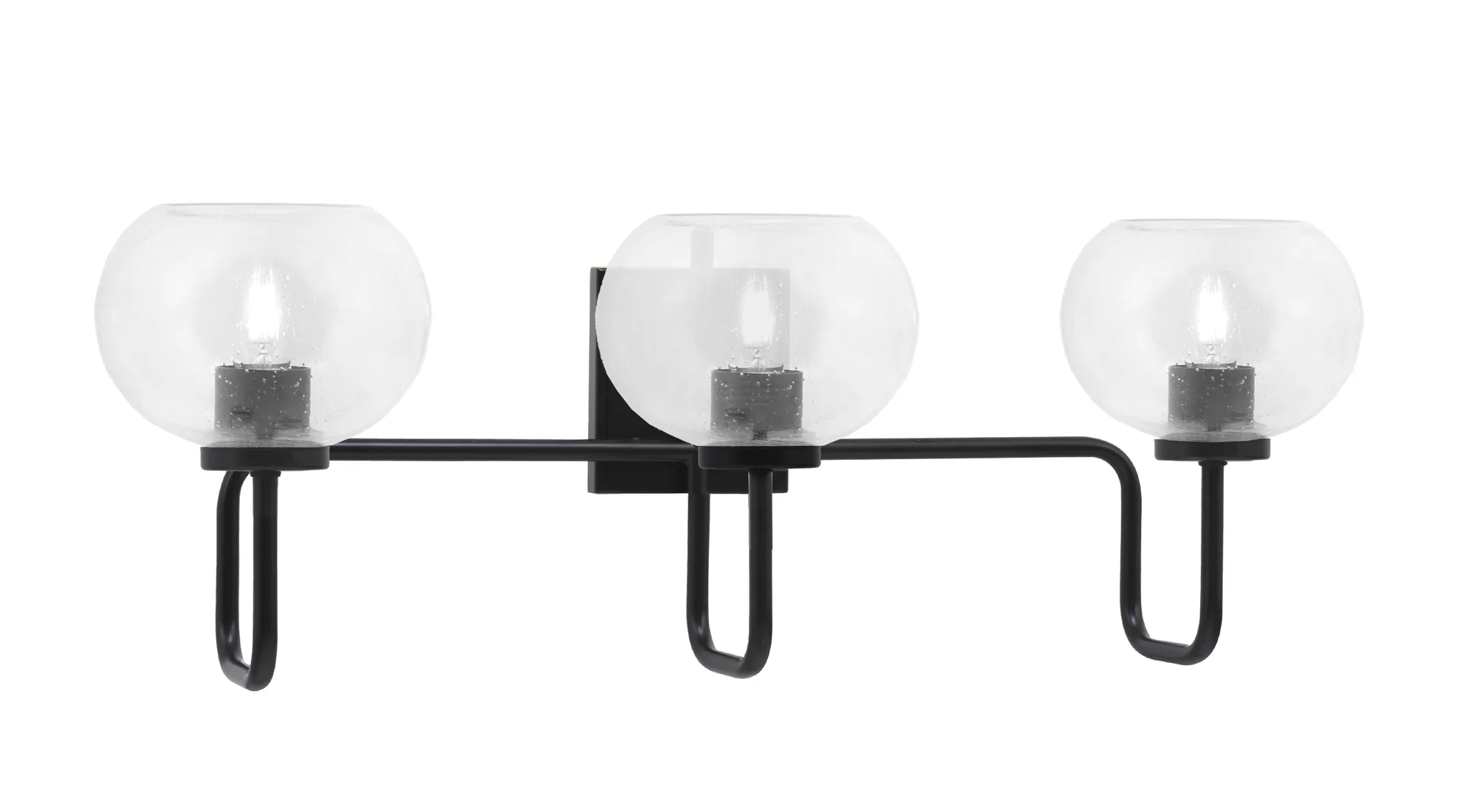 Sandia 3 Light Bath Bar in Matte Black with Clear Bubble Glass