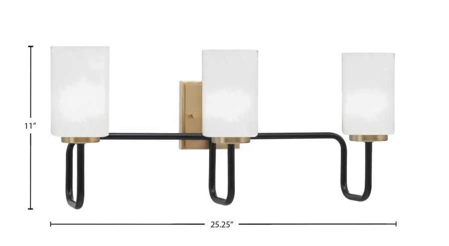 Elegant Two-Tone Bath Bar with Luxurious Marble Glass Shades - Image 2