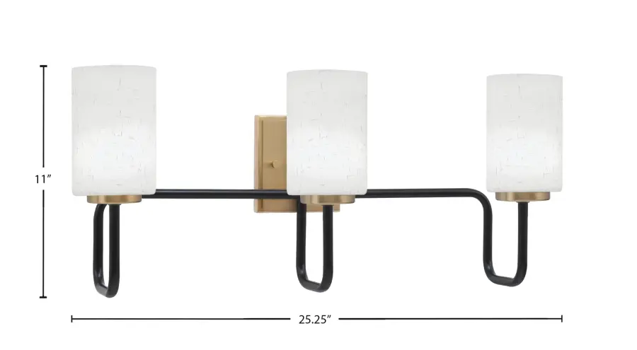 Sandia 3-Light Bath Bar in Matte Black & New Age Brass - Image 2