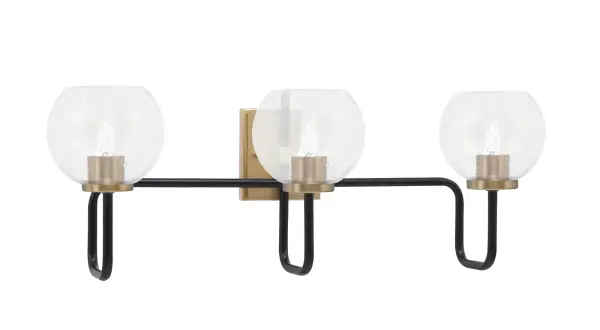 The Sandia 3-Light Bath Bar combines striking two-tone finishes with textured bubble glass for a contemporary look. Perfect for modern and transitional bathrooms, it provides ample illumination across 27 inches.