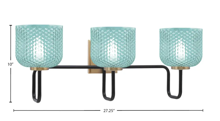 Bold Contemporary Bath Bar with Vibrant Turquoise Glass Accents - Image 2