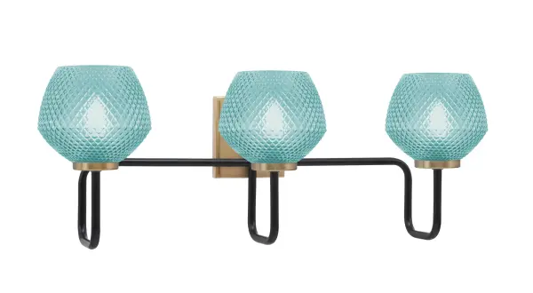 Bold Contemporary Bath Bar with Vibrant Turquoise Glass Accents - Image 1