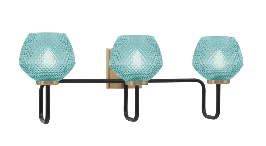 Bold Contemporary Bath Bar with Vibrant Turquoise Glass Accents - Image 1