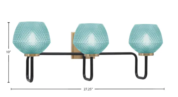 Bold Contemporary Bath Bar with Vibrant Turquoise Glass Accents - Image 2