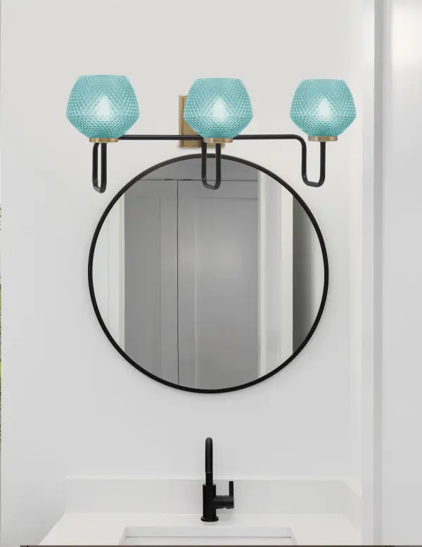 Bold Contemporary Bath Bar with Vibrant Turquoise Glass Accents - Image 3