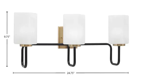 Sophisticated Two-Tone Bath Bar with Geometric Marble Glass Shades - Image 2