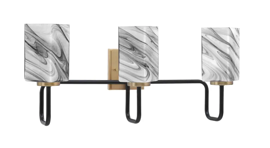 Sophisticated Two-Tone Bath Bar with Captivating Onyx Swirl Glass - Image 1