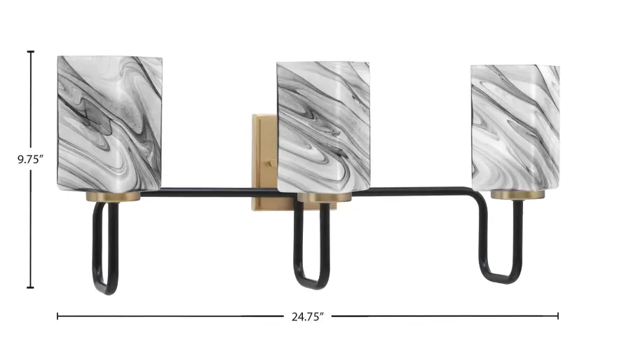 Sophisticated Two-Tone Bath Bar with Captivating Onyx Swirl Glass - Image 2