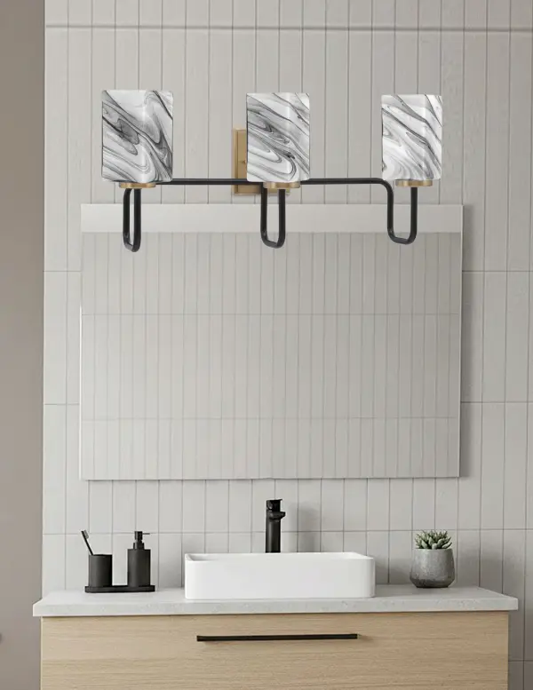 Sophisticated Two-Tone Bath Bar with Captivating Onyx Swirl Glass - Image 3